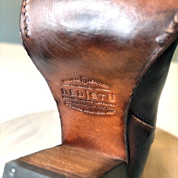 Bed Stu Isla Cobbler Brown Leather Ankle Boots Women’s 8.5 Rustic Heeled Booties - Picture 10 of 12